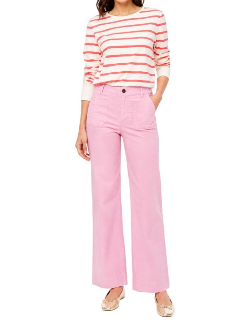 NWT J.CREW LIZZIE WIDE-LEG PANTS BAW PINK  SIZE 34